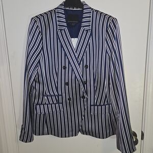 Banana Republic Navy and White Striped Blazer